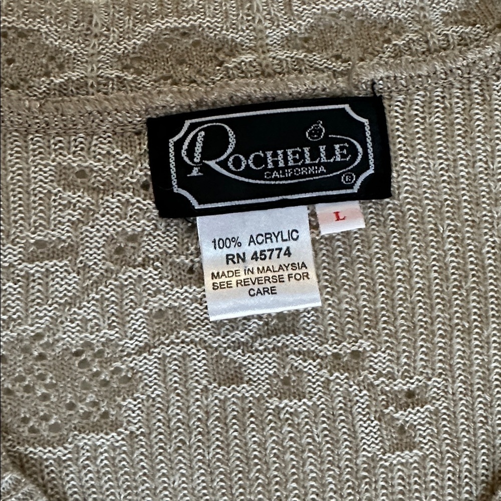 Vintage eyelet v neck lightweight pullover knit sweater - Picture 4 of 8